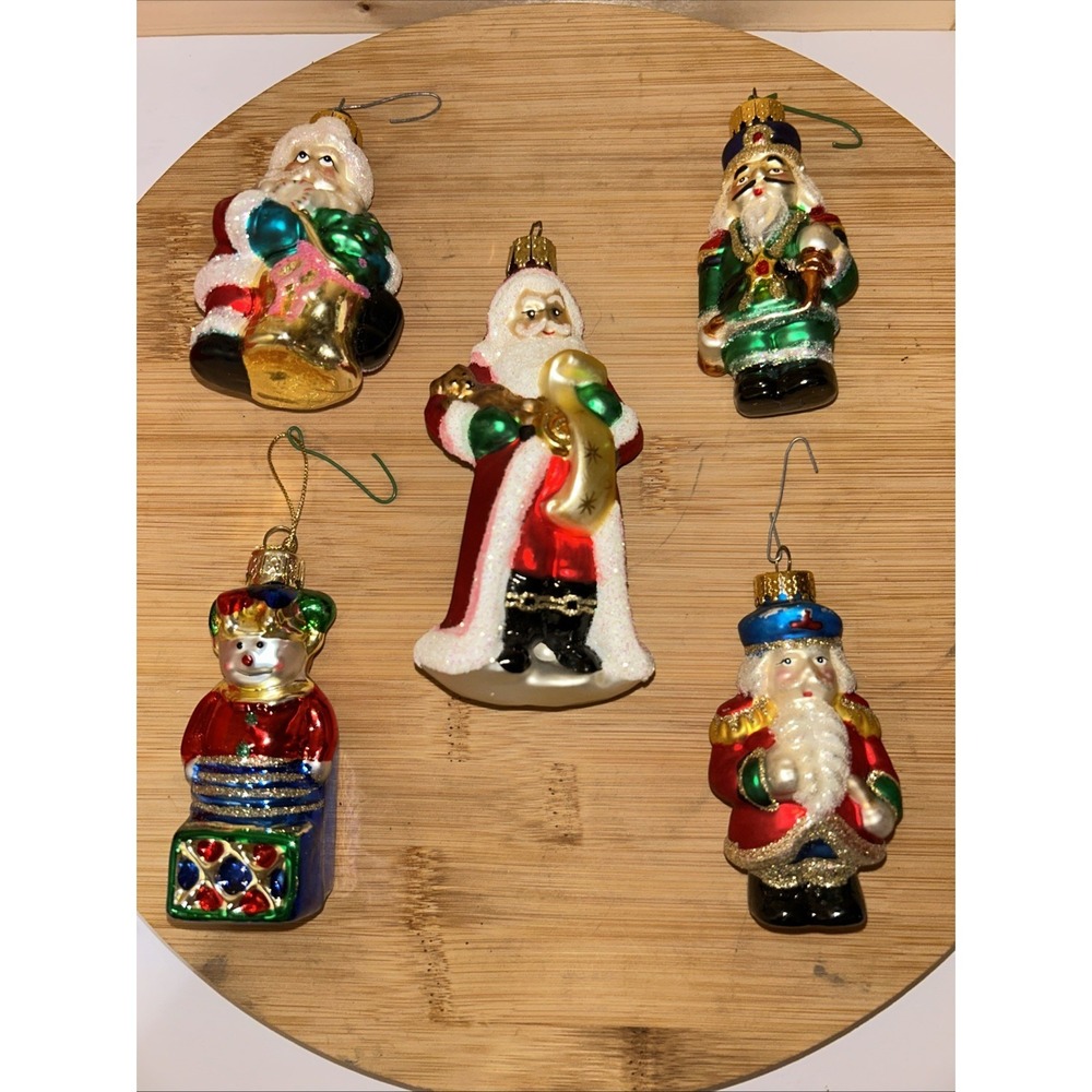Vintage Thomas Pacconi Lot 5 Blown Glass Ornament Set Red Box